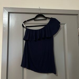 Lilly Pulitzer Navy Ruffle One Shoulder Top size small